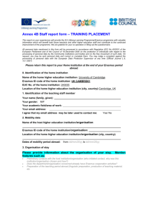 Annex 4B Staff report form – TRAINING PLACEMENT