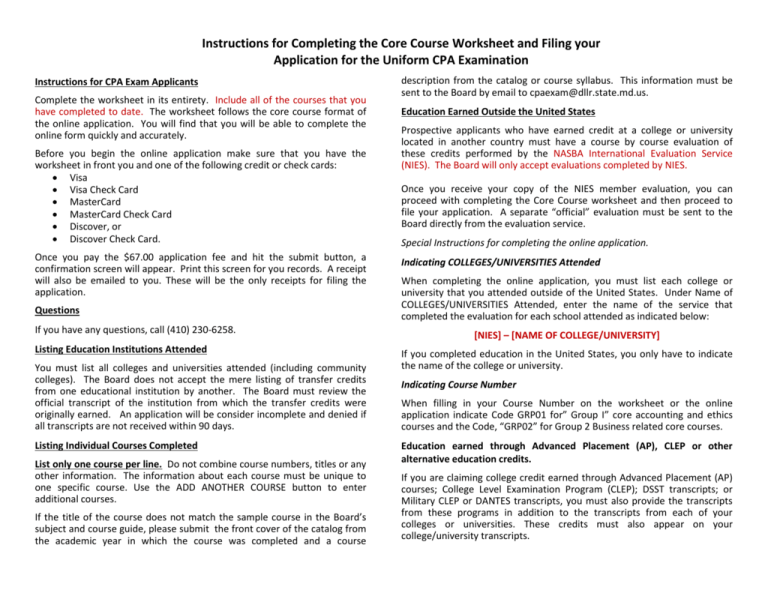 Course Requirement Checklist