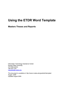 Microsoft Word Template for Masters Theses and Reports