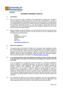 Student Contract 2015/16 - University of Roehampton