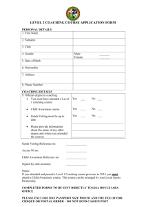 LEVEL 2 COACHING COURSE APPLICATION FORM