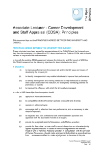 Associate Lecturer Career Development and Staff Appraisal CDSA
