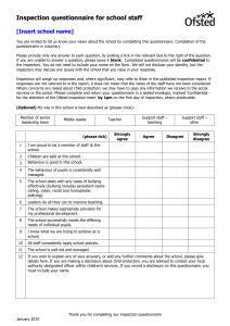 Inspection questionnaire for school staff - maintained schools
