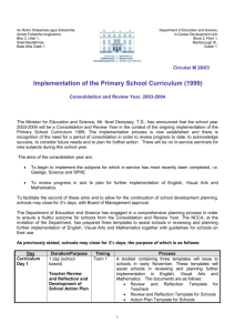 Circular M 26/03 - Implementation of the Primary School Curriculum