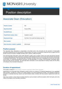 Associate Dean (Education) - Administration, Monash University