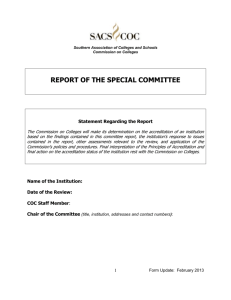 Report of the Special Committee - Southern Association of Colleges