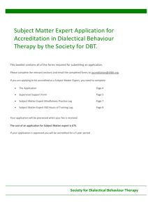 Application for Subject Matter Expert Accreditation in Dialectical