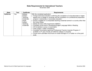 State Requirements for International Teachers