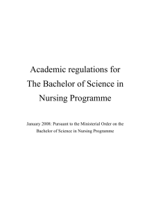 Academic regulations for The Bachelor of Science in Nursing