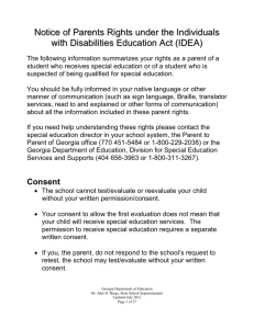 Notice of Parents Rights under the Individuals with Disabilities