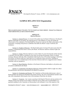 SAMPLE BYLAWS XYZ Organization