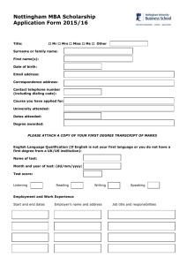 Scholarship Application Form 2015-16