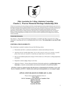Charles L. Warren Scholarship Application 2016