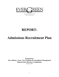 Admissions Recruitment Plan January 2007