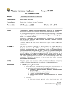 Competency Assessment of Associates