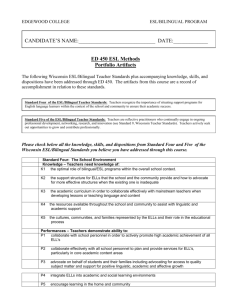 Ed 450 - ESL/Bilingual Licensing Program