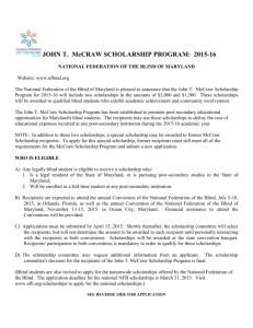 2015 NFBMD Scholarship Application