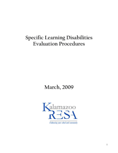 Specific Learning Disabilities Evaluation Procedures