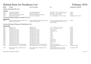 Deleted Items for Prostheses List