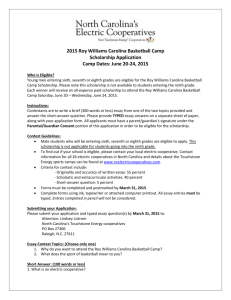 Roy Williams Scholarship Application Guidelines 2015