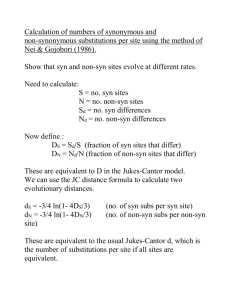 Calculation of numbers of synonymous and non