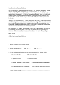 Draft questionnaire for College Students