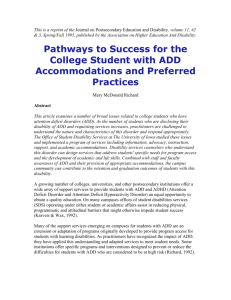 Pathways to Success for the College Student with ADD