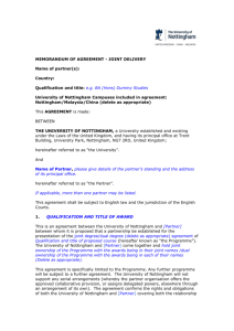 memorandum of agreement - University of Nottingham
