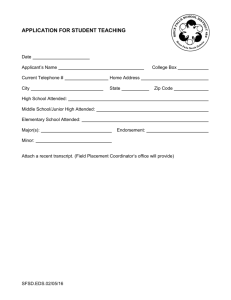APPLICATION FOR STUDENT TEACHING