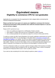 Eligibility to commence CPE for non-graduates