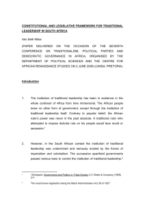 constitutional and legislative framework for traditional leadership in