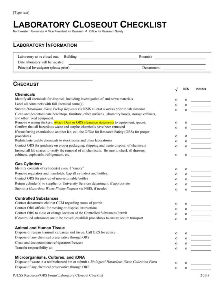 clinical research study closeout checklist