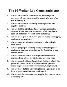 General Rules for the Walter Lab