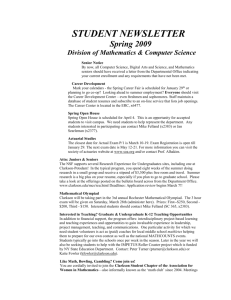 STUDENT NEWSLETTER Spring 2009 Division of Mathematics