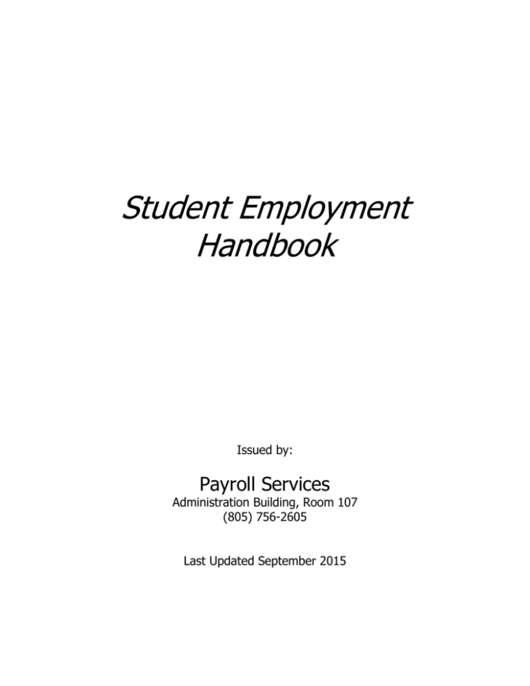 Student Employee Handbook AFD
