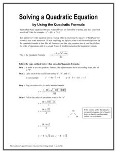 Solving a Quadratic Equation