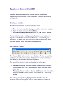 Equations in Microsoft Word 2003