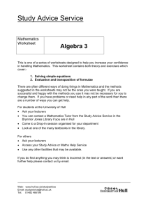 Algebra 3 - University of Hull