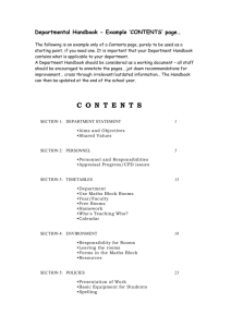 Departmental Handbook - example contents page