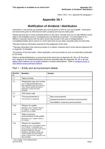 ASX Listing Rules Appendix 3A.1 - Notification of dividend/distribution