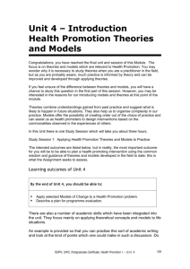 Introduction Health Promotion Theories and Models