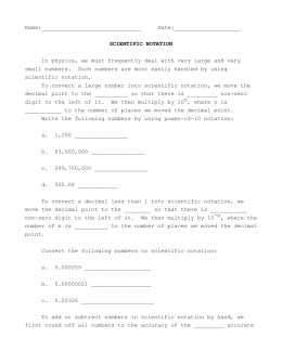 Sig. Figs. & Sci. Notation-Worksheet & Answer Key