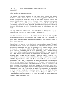 COS 423 Notes on Shortest Paths: Lecture of Monday 3/5