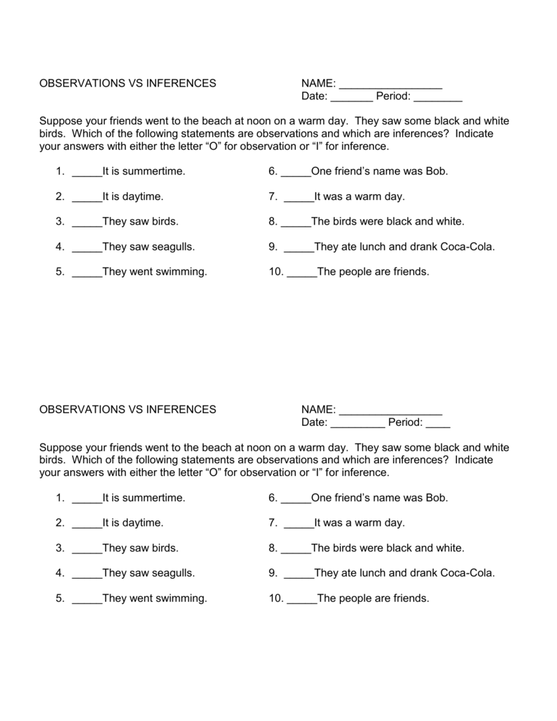 Observation And Inference Worksheet / Pin On Science Process Skills