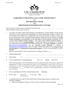 Agreement for Initial Full-Time Appointment as Department Chair