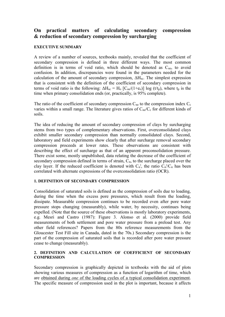 1. definition of secondary compression