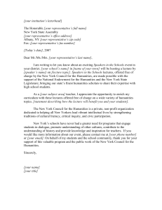 Letter from Project Director asking support for state humanities