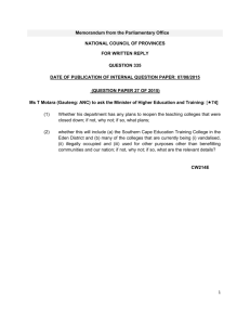 Memorandum from the Parliamentary Office NATIONAL COUNCIL