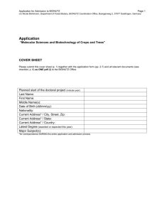 Application for Admission / Page 1
