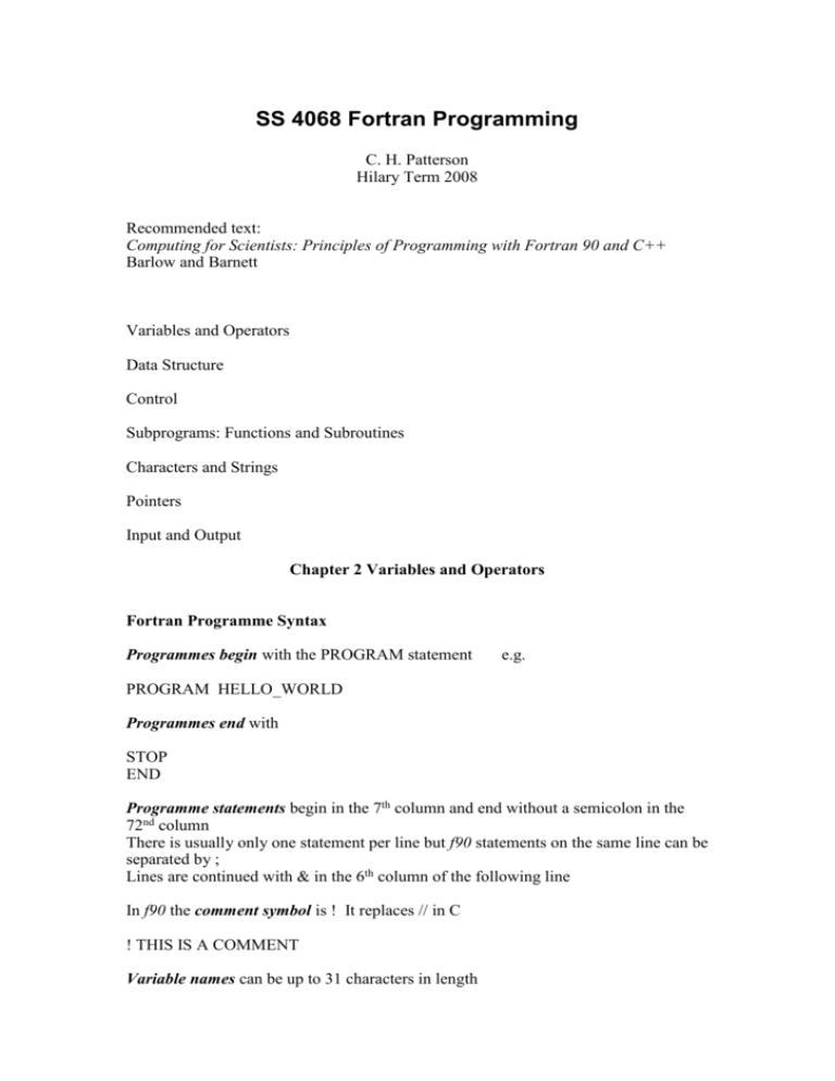 Ss 4068 Fortran Programming